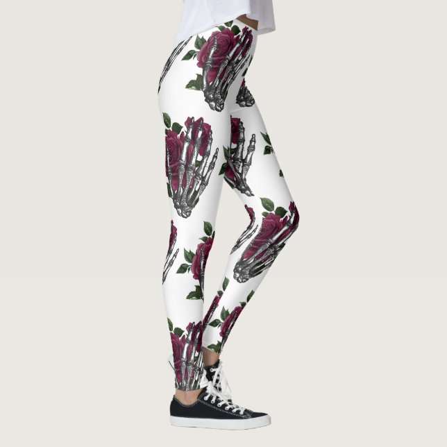 Legging Burgundy Floral Skeleton Gótico (Direita)