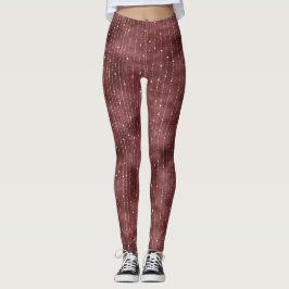 Legging Burgundy Red White Dot Stripes