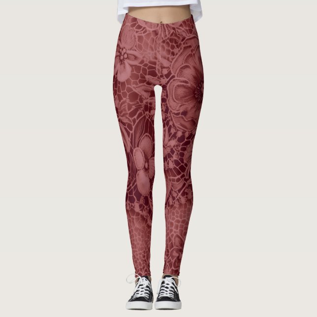 Legging "Burgundy Vintage Lace" (Frente)