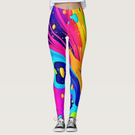 Legging Burst de Cores de Fluxo Vibrantes