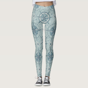 Legging Bússola Vintage Padrão Náutico Perfeito (2)