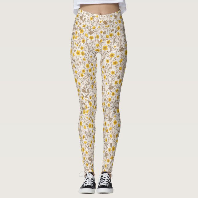 Legging Buttercups, amarelo e marrom (Frente)
