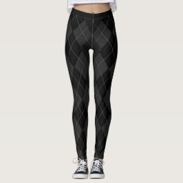 Legging (C) XS-XL_Leggings_ Clássico-Preto-Argyle