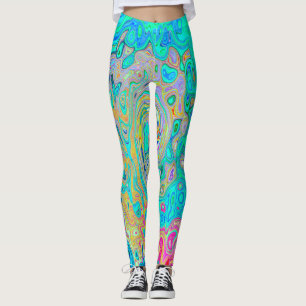 Legging Cabeça Abstrato Retro Arco-Íris Líquido
