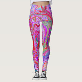 Legging Cabeça de Abstrato retrovertida, roxa e roxa rosa