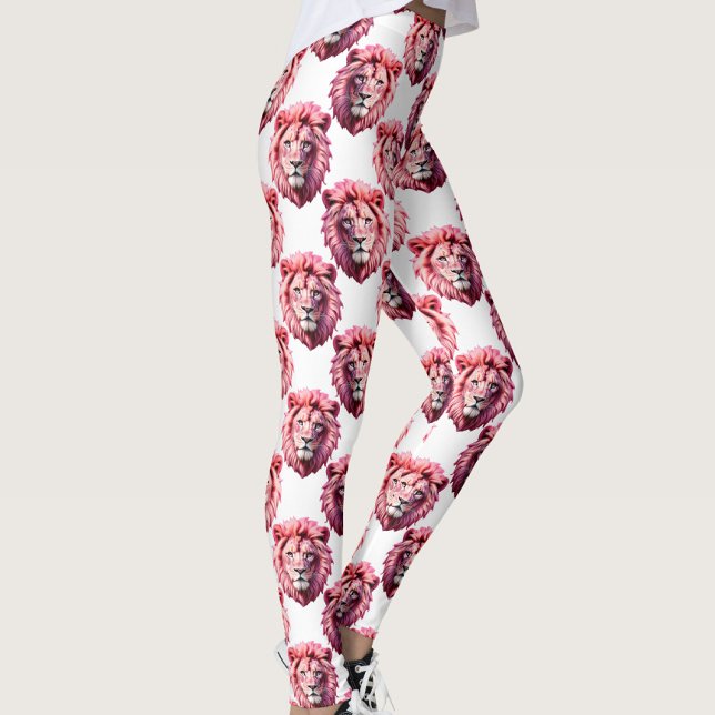 Legging Cabeça de Leão Rosa Design de Padrão de Animal Bra (Criador carregado)