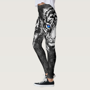 Legging Cabeça de Tigre Branco Realista - Pernas de Tigre
