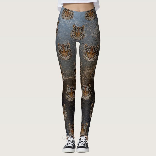 Legging Cabeça de Tigre, Rosto, Leather (Frente)