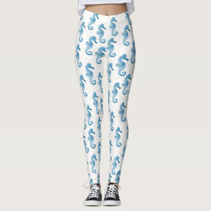 Legging Cachorro Azul Cáudia Cavalos-marinhos Dourados Fa