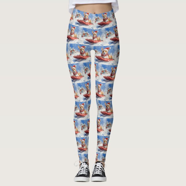 Legging Cachorro Basenji no Sledge Deixe-o nevar no Natal (Frente)
