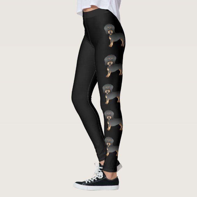 Legging Cachorro Cartoon Dachshund de Cabelo Fio Preto e C (Esquerda)
