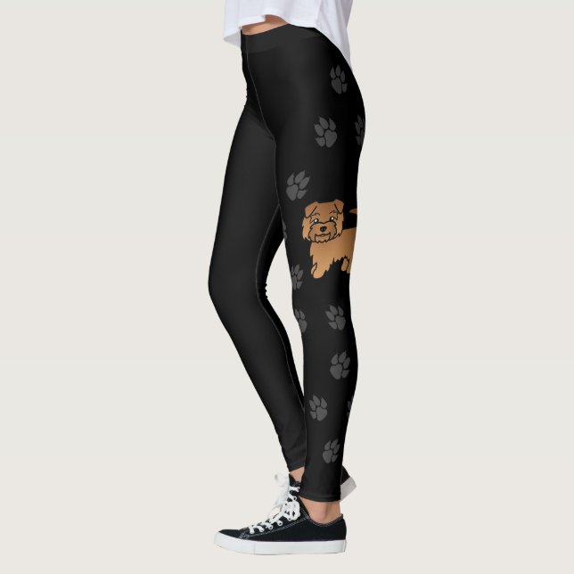Legging Cachorro Cartoon Norfolk Terrier Vermelho & Patas (Esquerda)