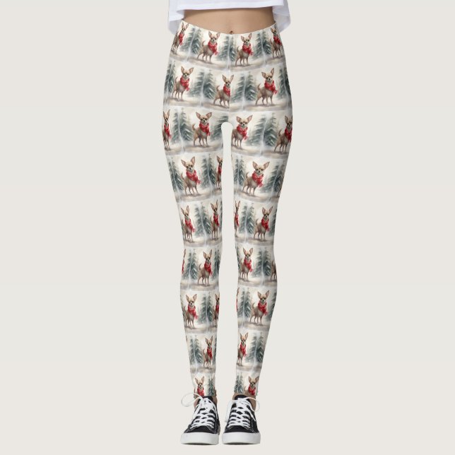 Legging Cachorro Chihuahua na neve Natal  (Frente)