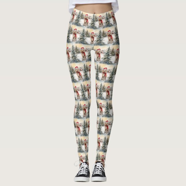 Legging Cachorro de Cockapoo no Natal da Neve (Frente)