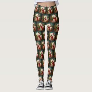 Legging Cachorro de Coton de Tulear no Natal da Neve