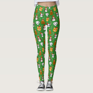 Legging Cachorro de Natal Bonito, Padrão