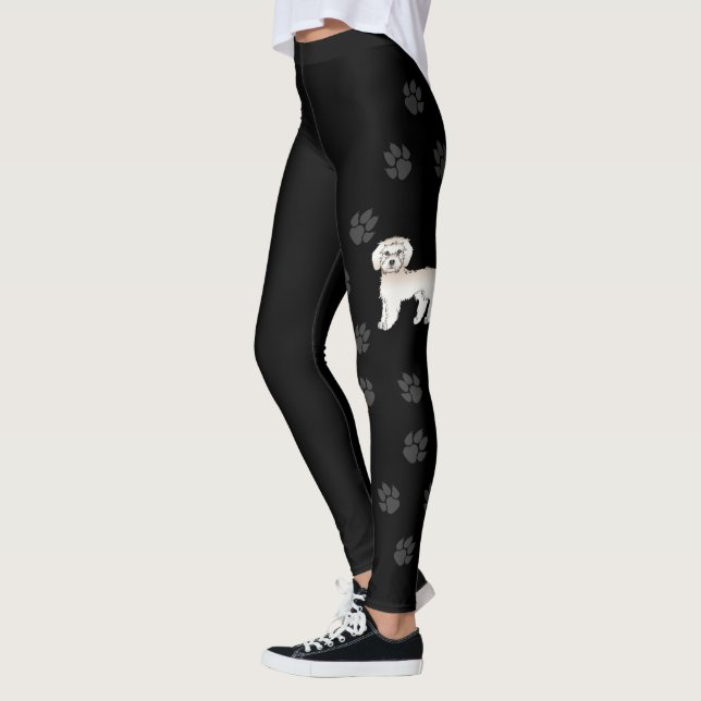 Legging Cachorro Desenho Animado Cream Mini Goldendoodle & (Esquerda)