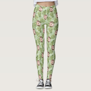 Legging Cachorro e folhas verdes