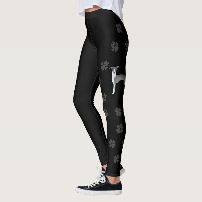 Legging Cachorro Galgo Italiano Azul e Branco Com Patas (Esquerda)