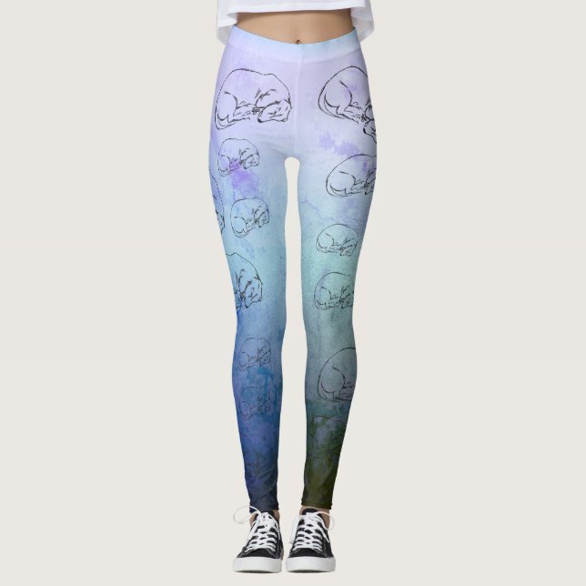 Legging Cachorro Gelado, Pernas Impressão Azuis (Frente)