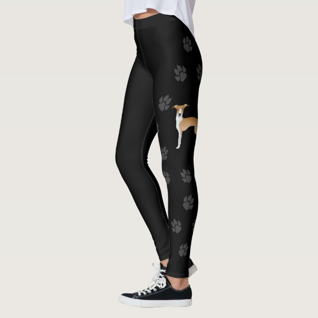 Legging Cachorro Italiano Galgo Fawn E Branco Com Patas (Esquerda)