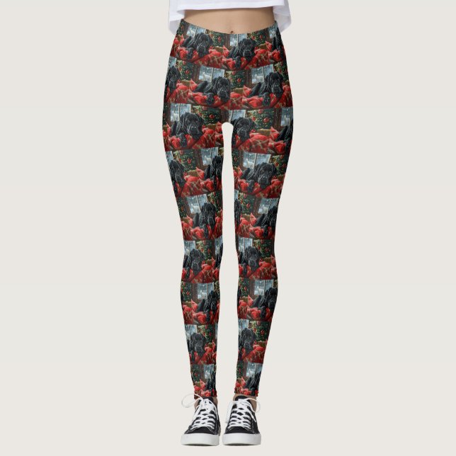 Legging Cachorro Labrador Preto Natal Festivo (Frente)