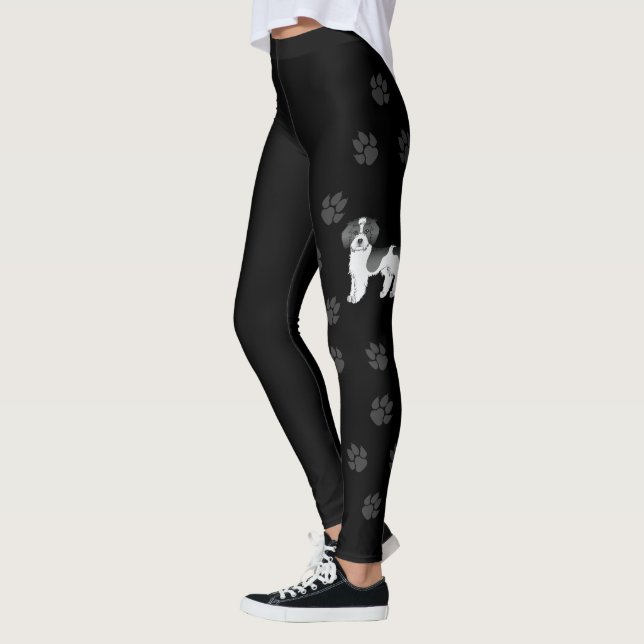 Legging Cachorro & Patas Mini Goldendoodle Preto Parti-col (Esquerda)