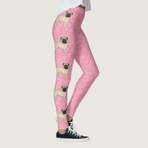 Legging Cachorro Pug Cor de Veado Cartoon Mops Amor Coraçã