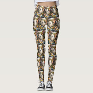 Legging Cachorro Samoyed com Ovos de Páscoa Feriado