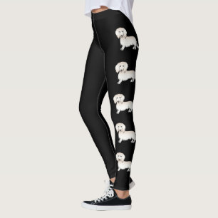 Legging Cachorros De Cartoon De Cabelo Longo Em Preto