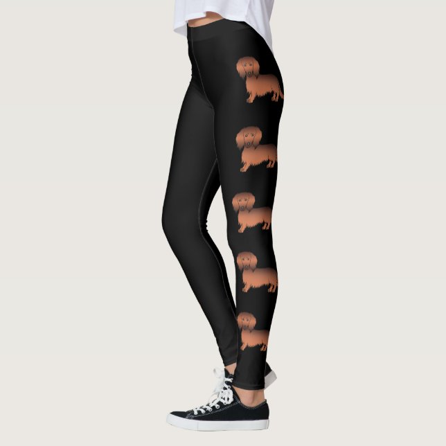 Legging Cachorros de desenho animado Dachshund de pelo lon (Esquerda)