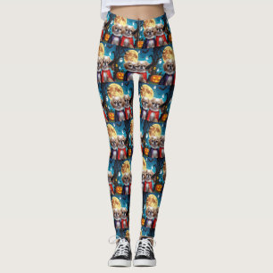 Legging Cachorros Pekingeses Pumpkin Halloween Engraçado