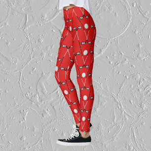 Legging Cacos de golfe com leggins vermelhos brilhantes