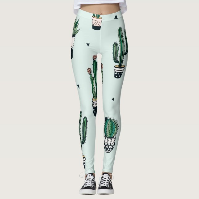 Legging Cactos-suculentes, padrão sem costura desenhado à  (Frente)