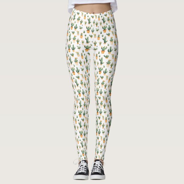 Legging Cactus Potado em Branco (Frente)