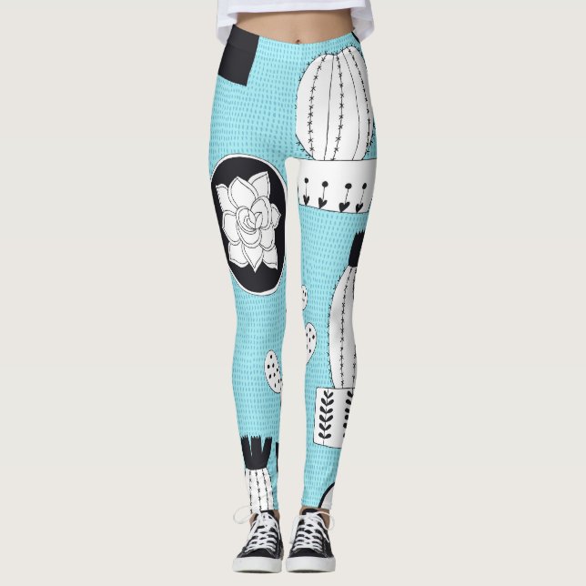 Legging Cactus, suculento: design sem costura desenhada à  (Frente)