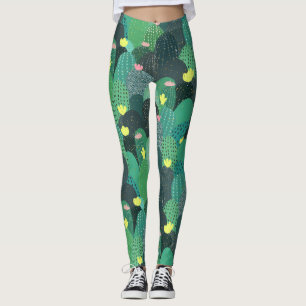 Legging Cactus verde-verão e pontos Dourados Design