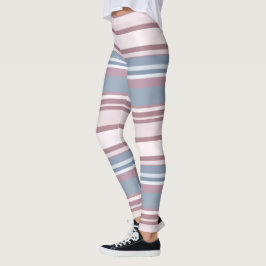Legging Cadet Grey and Desaturated Rose Stripes