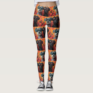 Legging Cães Bouviers des Flandres Corações Rosas Dia dos 