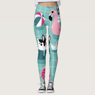 Legging Cães com flutuação de piscina, padrão de colheita.