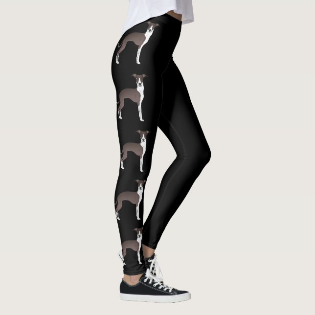 Legging Cães de desenho italiano cinza e branco (Direita)