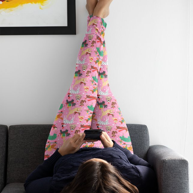 Legging Cães de Natal no Padrão de Descobertas de Férias (Person wearing leggings)