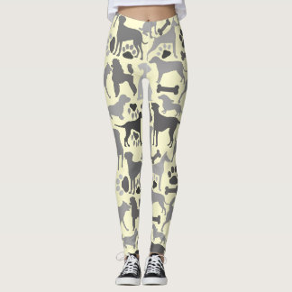 Legging Cães e patas padrão 03.b Fundo amarelo claro v2A