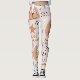 Legging Cães, estrelas, linhas, linhagens, sem costura: