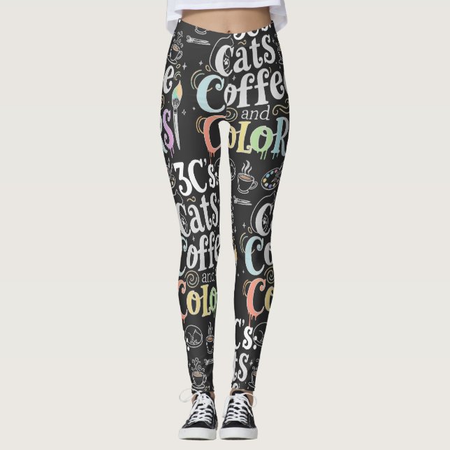Legging Café e Cores dos Gatos (Frente)
