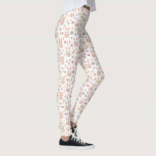 Legging Café Kawaii Bunny Páscoa Adoráveis Chibi Coelhinho