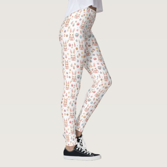 Legging Café Kawaii Bunny Páscoa Adoráveis Chibi Coelhinho (Direita)