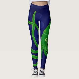 Legging Calamar verde na moda legal no oceano azul