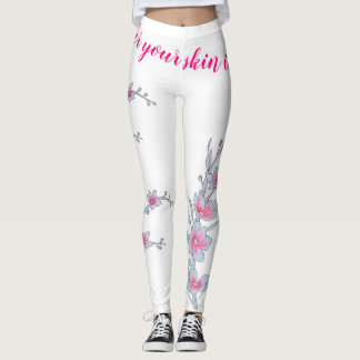 Legging Calça rosa de flores de cerejeira