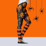 Legging Calças de Abóbora Jack-O-Lanterna Halloween<br><div class="desc">Por cima de abóboras. Feliz Dia das Bruxas!</div>
